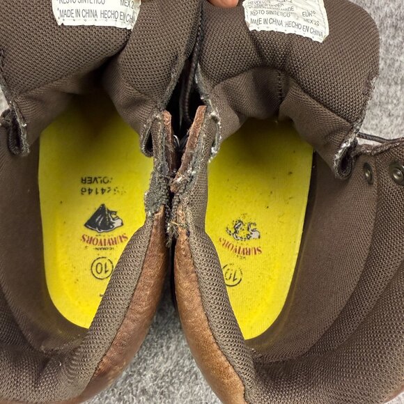 ✅Mens 10 Herman Survivors Revolver Leather Work Boots Brown Soft-Toe Lace-Up FO - Picture 3 of 13